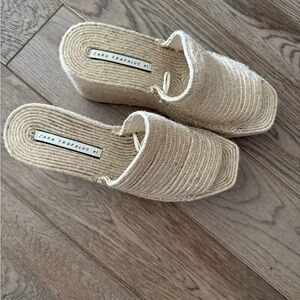 Zara Cream Espadrille Shoes with Woven Platform